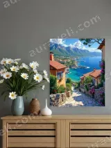 Mediterranean Coastal Village Canvas Wall Art for Living Room Bedroom Decor – вид 2