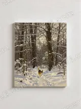 Dog in Snowy Forest Canvas Wall Art for Home Decor – вид 2