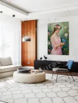 Girl with Blue Bird Floral Wreath Canvas Wall Art for Home Decor – view 5