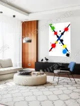 Colorful Splatter Crossed Blue Lines Canvas Wall Art for Living Room Decor – вид 5