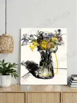 Graphic Floral Vase Canvas Wall Art for Living Room Home Decor – view 3
