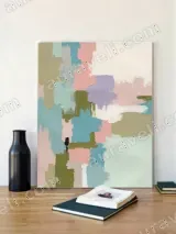 Abstract Pastel Color Block Canvas Wall Art for Living Room Home Decor