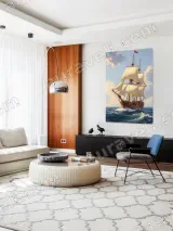 Vintage Sailing Ship Canvas Wall Art for Living Room Home Decor – view 5