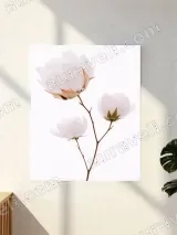 White Cotton Flower Canvas Wall Art for Living Room & Bedroom Home Decor – view 3