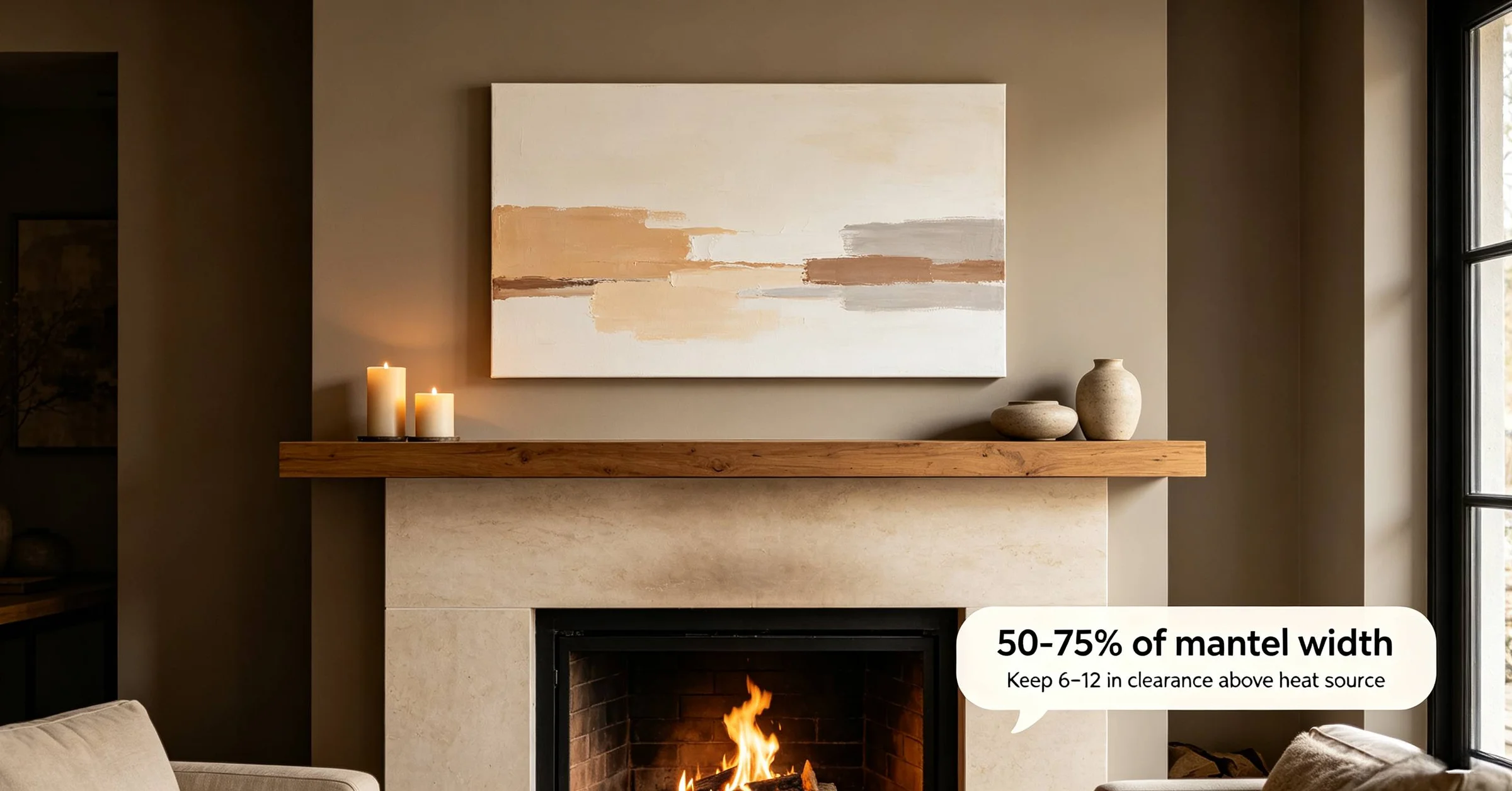 <p>Can canvas wall art be hung above a living room fireplace mantel?</p>